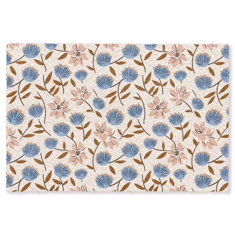 Bloemen - Wild - Blauw Vloerkleed Rechthoek klein 1091 -3d