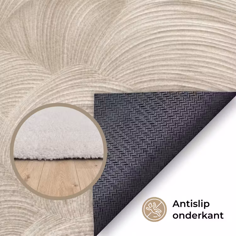 Bogen - Patroon - Beige Vloerkleed Rechthoek klein 1091 -uniquesellingpoint_antislip_NL_DE