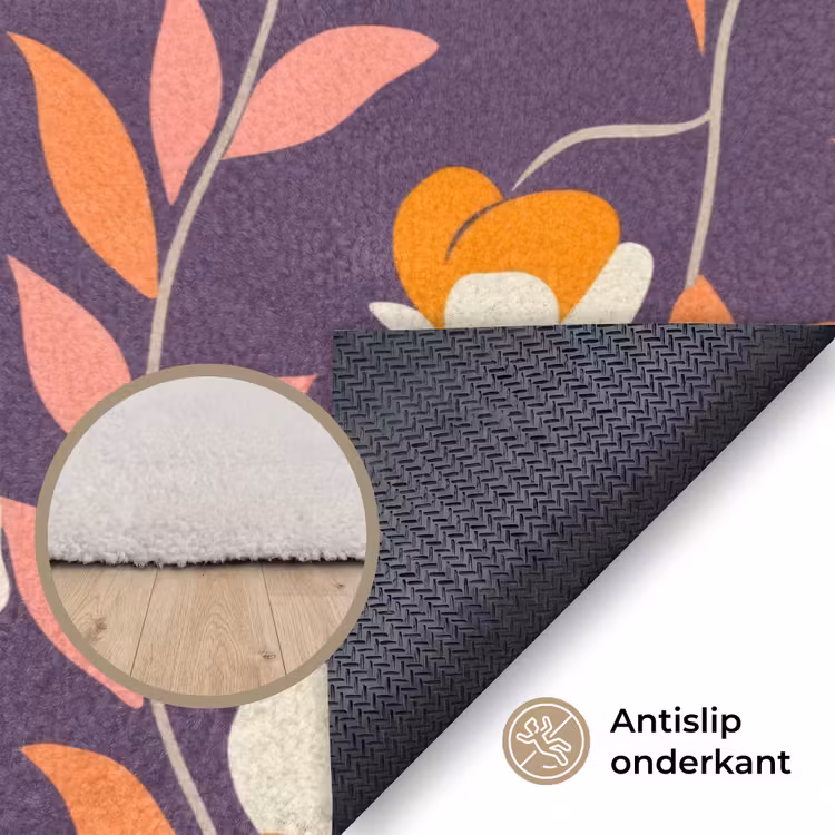 Boho - Vintage - Paars Vloerkleed Rechthoek klein 1091 -uniquesellingpoint_antislip_NL_DE