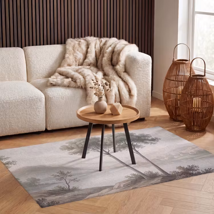 Bomen - Meer - Bergen - Illustratie Vloerkleed Rechthoek klein -atmosphere_sfeer2_global