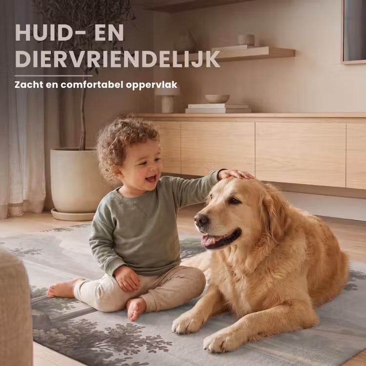 Bomen - Meer - Bergen - Illustratie Vloerkleed Rechthoek klein -uniquesellingpoint_USP_zachtNL_DE