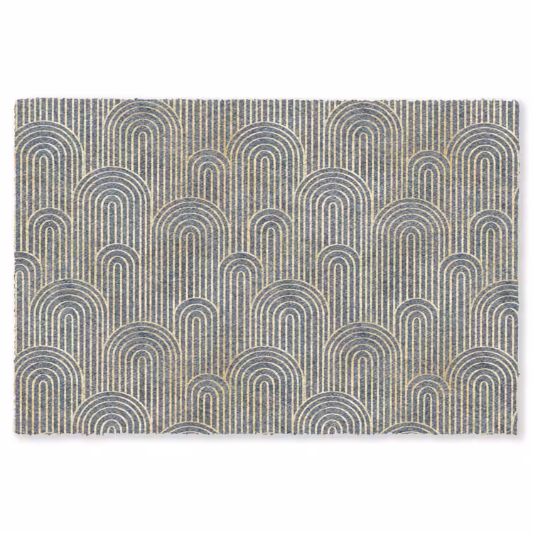 Boog - Goud - Blauw Vloerkleed Rechthoek klein 1091 -3d