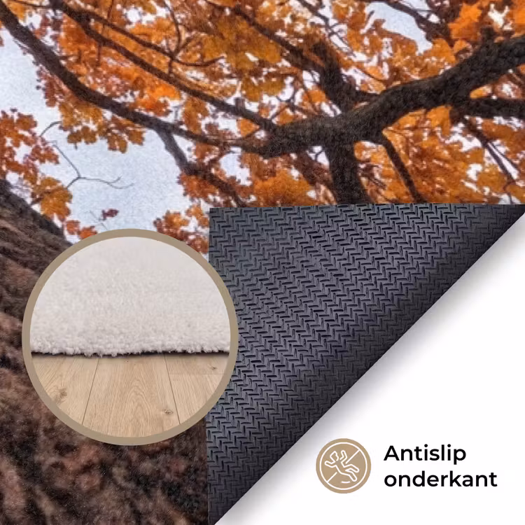 Boom - Bladerdak - Herfst - Oranje - Sfeervol Vloerkleed Rechthoek klein -uniquesellingpoint_antislip_NL_DE