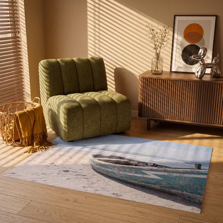 Boot - Zandstrand - Zee Vloerkleed Rechthoek klein -atmosphere_sfeer1_global