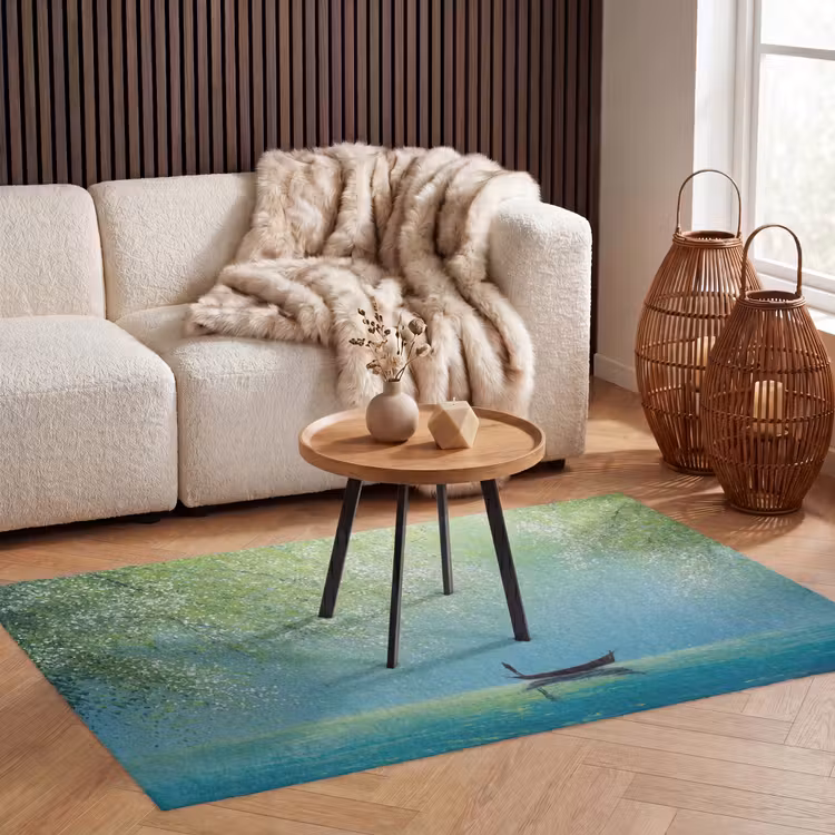 Bootje - Water - Bladeren - Bloesems Vloerkleed Rechthoek klein -atmosphere_sfeer2_global