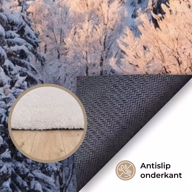 Bos - Bergen - Goud - Winter - Warm Vloerkleed Rechthoek klein -uniquesellingpoint_antislip_NL