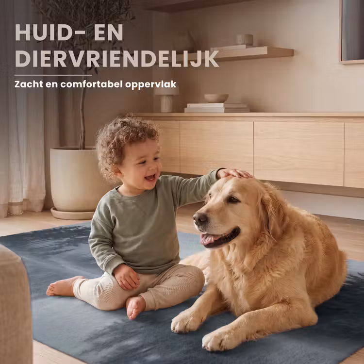 Bos - Meer - Mist - Natuur - Grijs Vloerkleed Rechthoek klein -uniquesellingpoint_zacht_NL