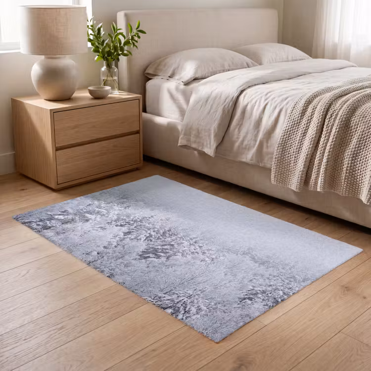 Bos - Sneeuw - Winter - Natuur - Wit Vloerkleed Rechthoek klein -atmosphere_sfeer3_global