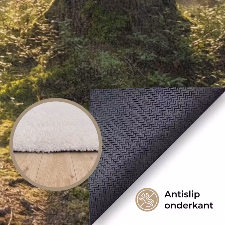 Bos - Zonlicht - Gras Vloerkleed Rechthoek klein -uniquesellingpoint_antislip_NL