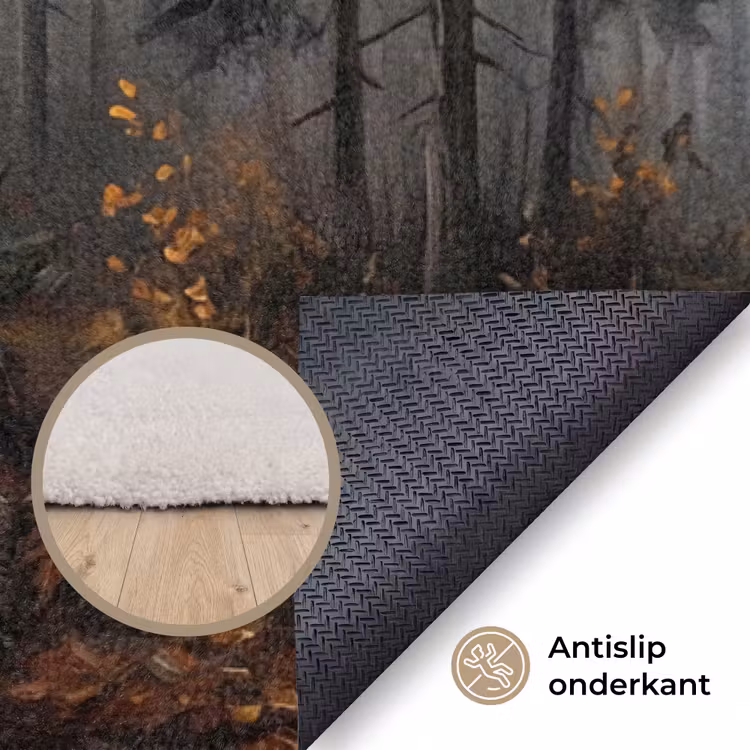 Bospad - Herfstbladeren - Natuur - Schilderachtig - Oranje Vloerkleed Rechthoek klein -uniquesellingpoint_antislip_NL