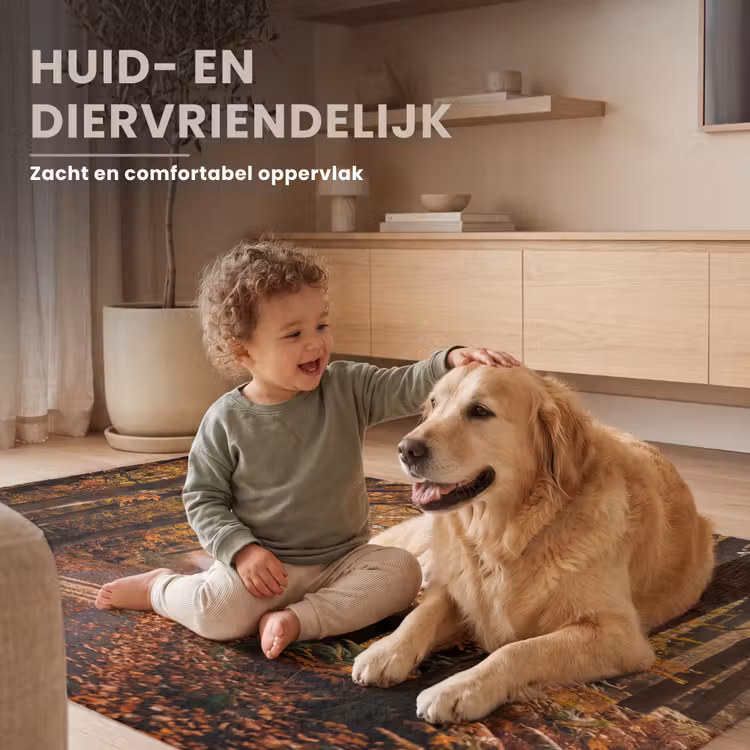 Bospad - Herfstbos - Bladeren - Oranje - Nostalgisch Vloerkleed Rechthoek klein -uniquesellingpoint_zacht_NL