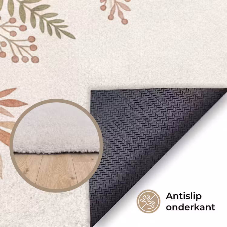 Botanisch - Aquarel - Kleurrijk Vloerkleed Rechthoek klein -uniquesellingpoint_antislip_NL_DE