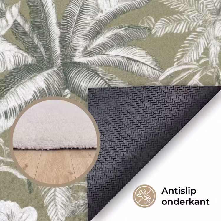 Botanisch - Bloemen - Groen Vloerkleed Rechthoek klein 1091 -uniquesellingpoint_antislip_NL