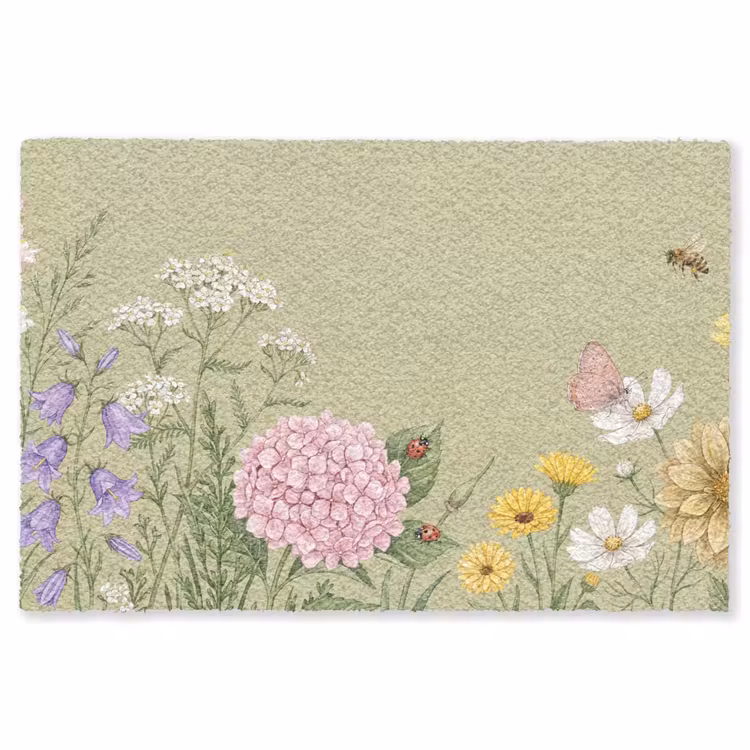 Botanisch - Bloemen - Kleurrijk Vloerkleed Rechthoek klein -3d