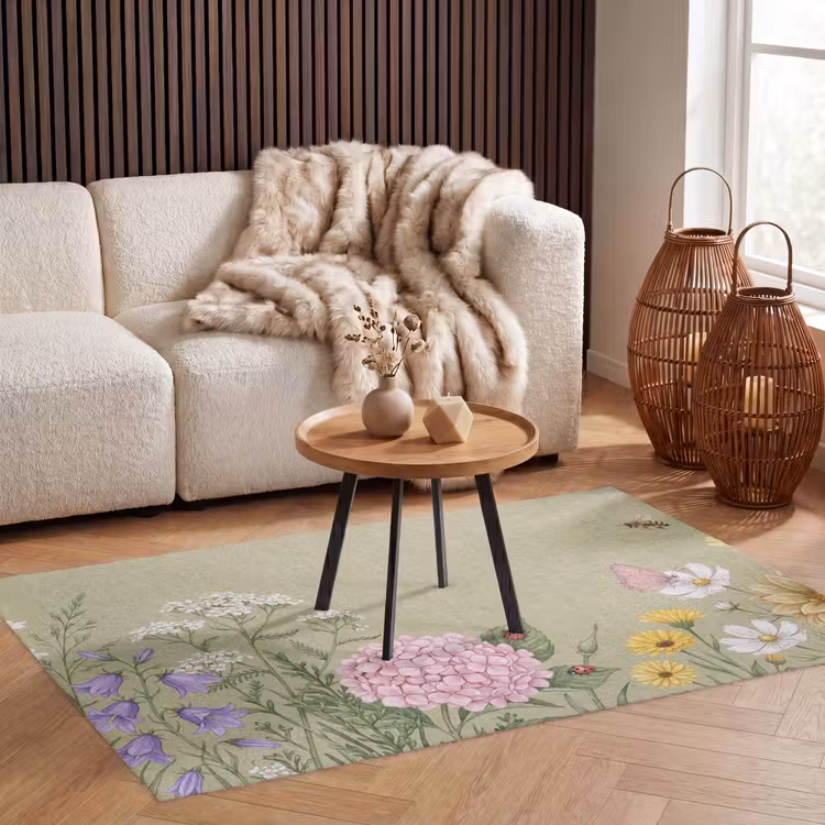 Botanisch - Bloemen - Kleurrijk Vloerkleed Rechthoek klein -atmosphere_sfeer2_global