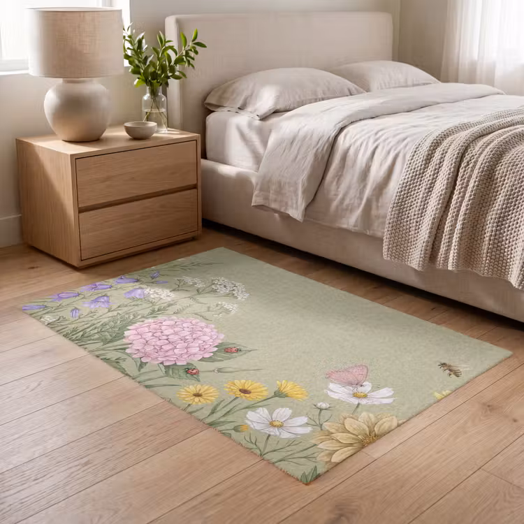 Botanisch - Bloemen - Kleurrijk Vloerkleed Rechthoek klein -atmosphere_sfeer3_global