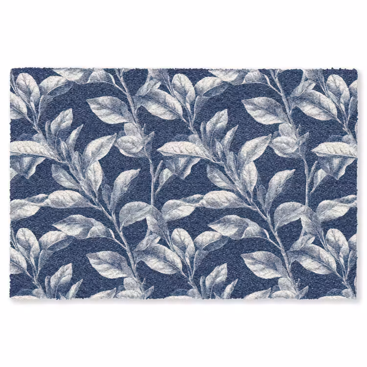 Botanisch - Patroon - Blauw Vloerkleed Rechthoek klein 1091 -3d