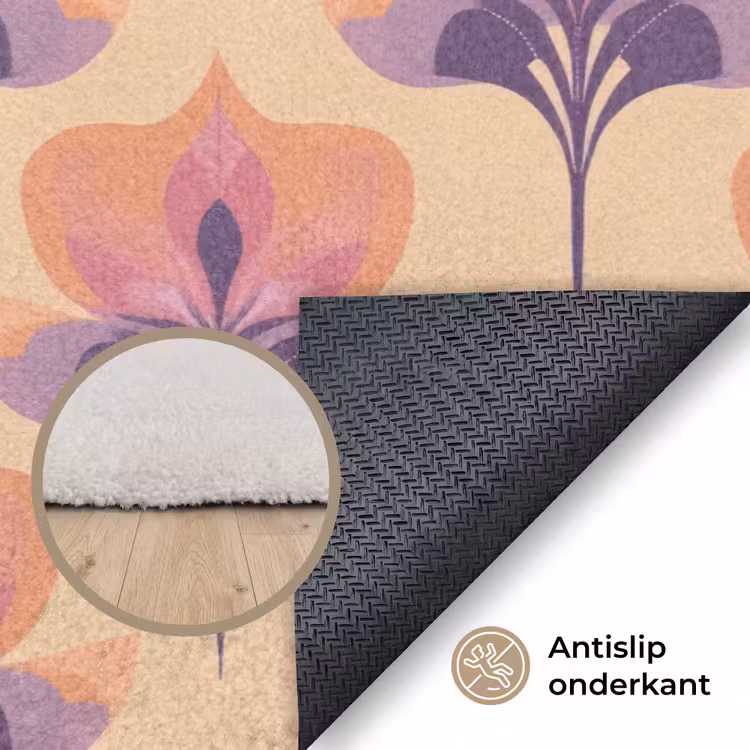 Botanisch - Patroon - Pastel Vloerkleed Rechthoek klein 1091 -uniquesellingpoint_antislip_NL