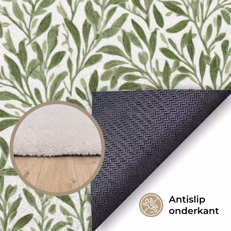 Botanisch - Takken - Groen Vloerkleed Rechthoek klein 1091 -uniquesellingpoint_antislip_NL_DE