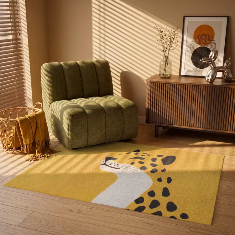 Cheetah - Illustratie - Geel Vloerkleed Rechthoek klein -atmosphere_sfeer1_global