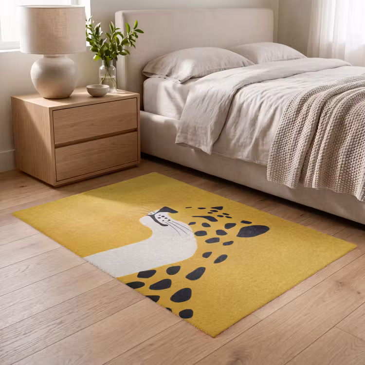Cheetah - Illustratie - Geel Vloerkleed Rechthoek klein -atmosphere_sfeer3_global