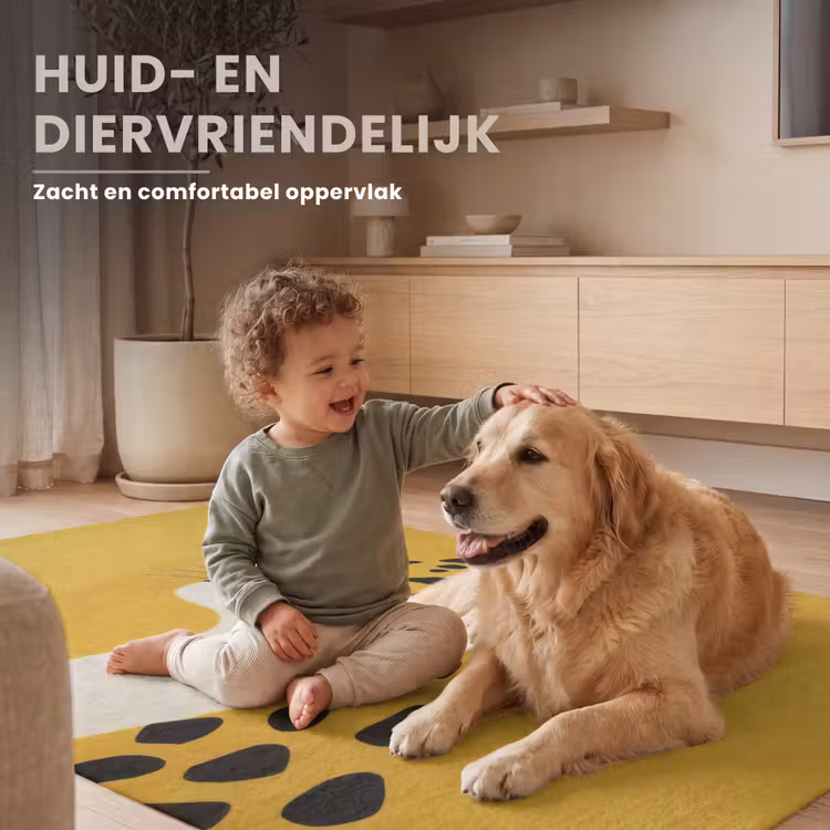 Cheetah - Illustratie - Geel Vloerkleed Rechthoek klein -uniquesellingpoint_zacht_NL