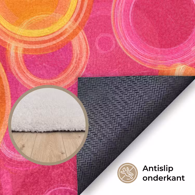 Cirkels - Design - Kleurrijk Vloerkleed Rechthoek klein 1091 -uniquesellingpoint_antislip_NL