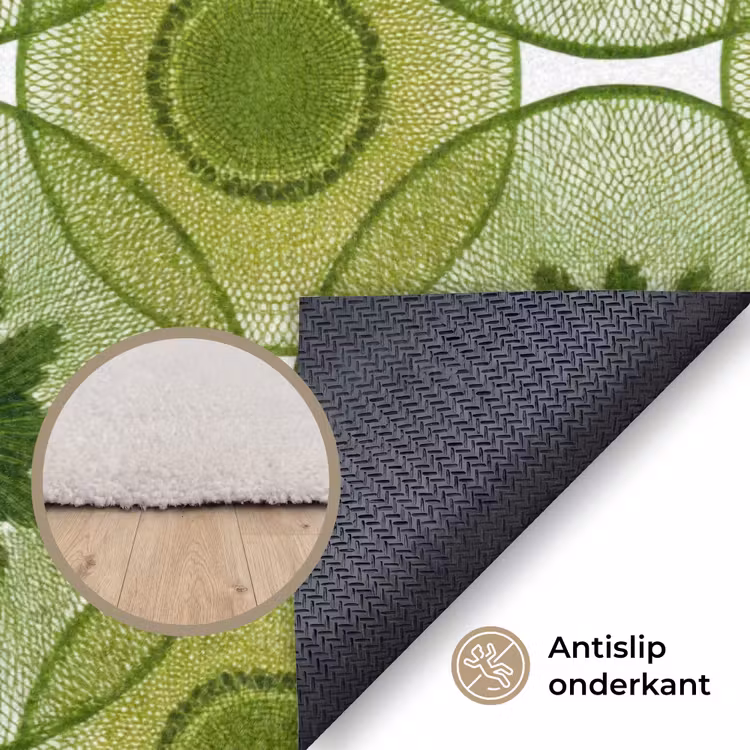 Cirkels - Patroon - Groen Vloerkleed Rechthoek klein 1091 -uniquesellingpoint_antislip_NL
