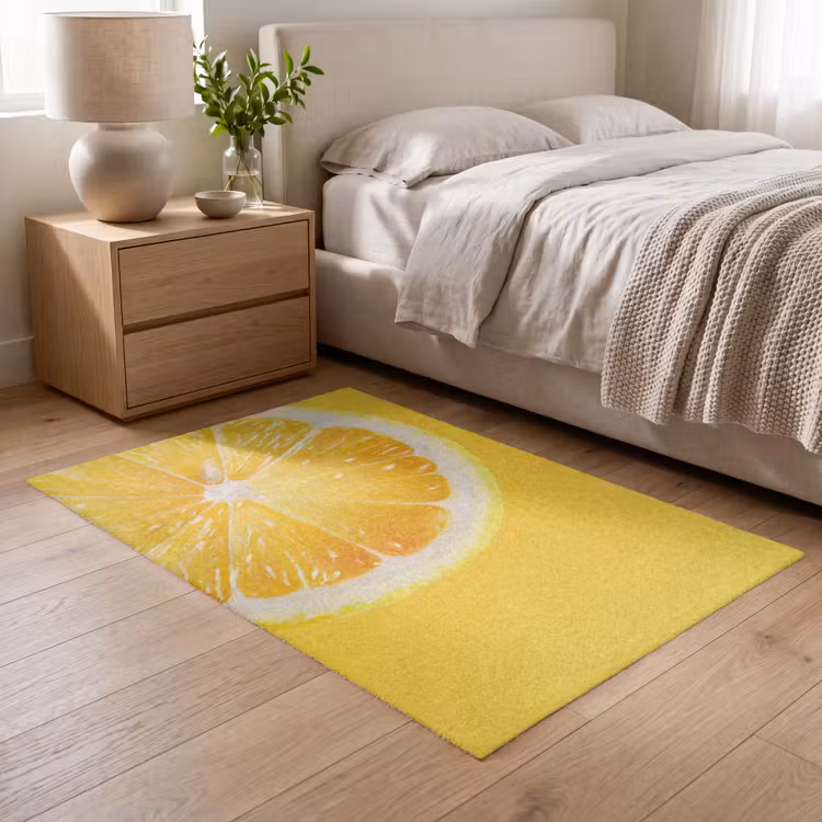 Citroen - Geel - Zonnig Vloerkleed Rechthoek klein -atmosphere_sfeer3_global
