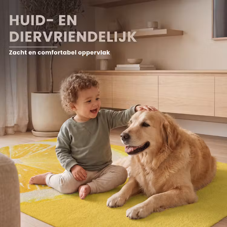 Citroen - Geel - Zonnig Vloerkleed Rechthoek klein -uniquesellingpoint_zacht_NL