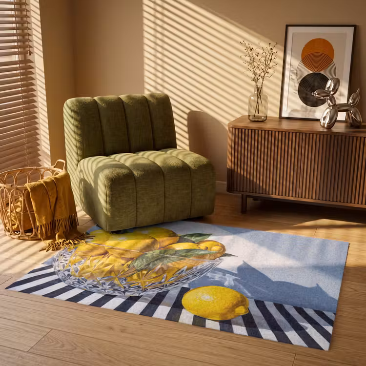 Vloerkleed - Citroenen - Fruit - Geel - Citroenen - Fruit - Geel Vloerkleed Rechthoek klein