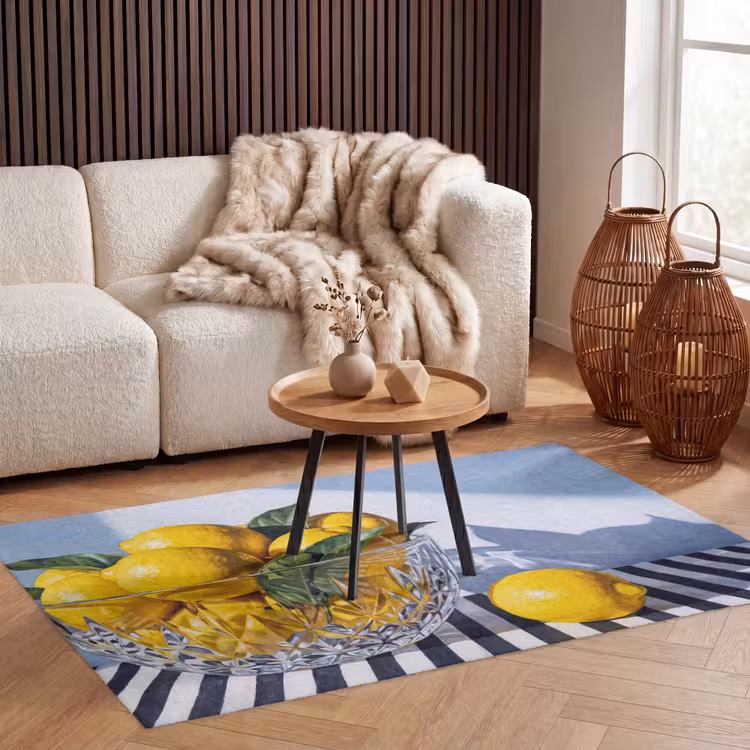 Vloerkleed - Citroenen - Fruit - Geel - Citroenen - Fruit - Geel Vloerkleed Rechthoek klein