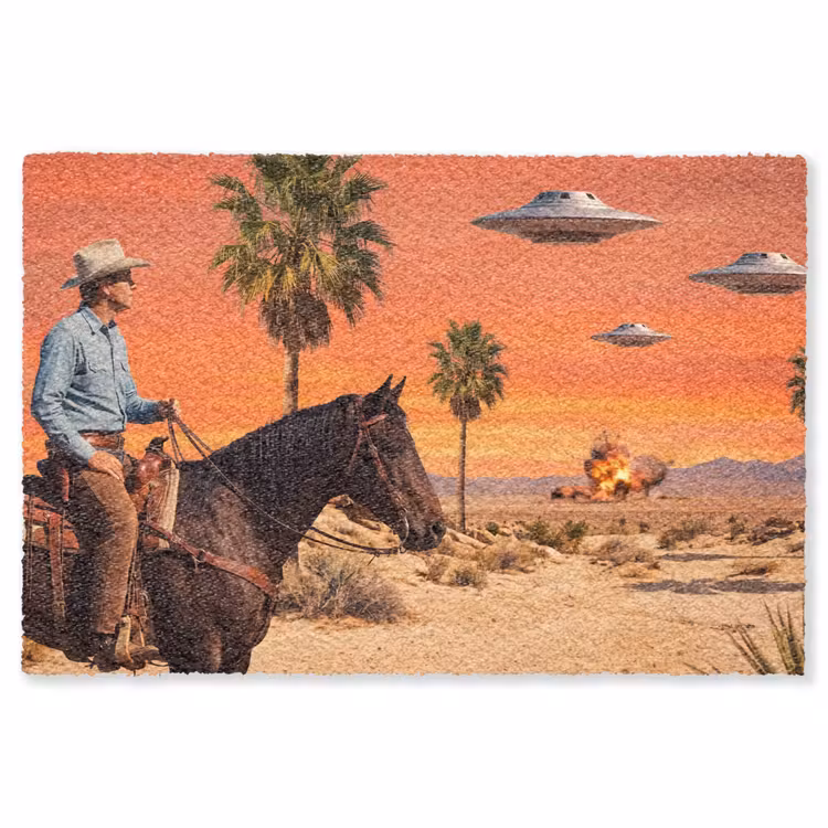 Vloerkleed - Cowboy - Paard - Woestijn - Cowboy - Paard - Woestijn Vloerkleed Rechthoek klein