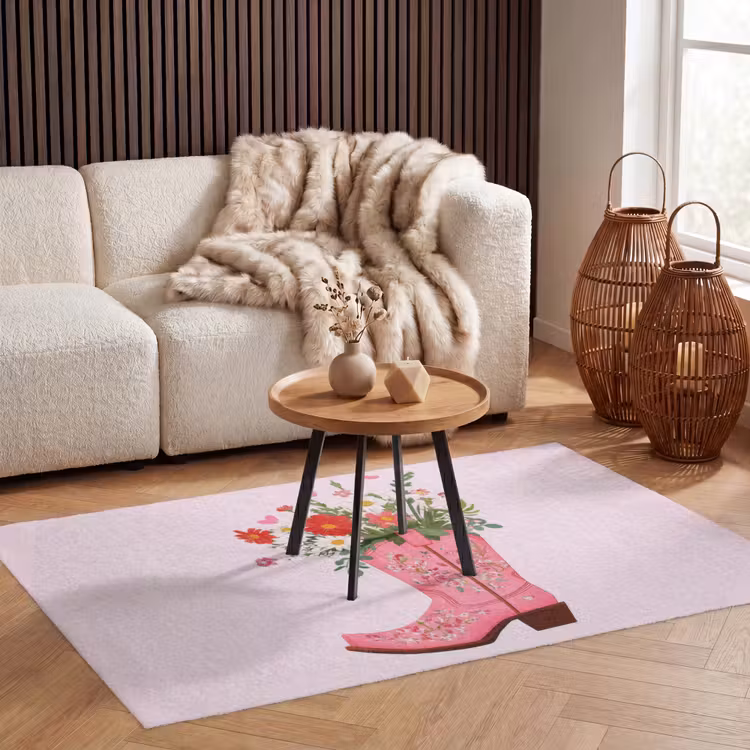 Cowboylaarzen - Roze - Boeket - Bloemen Vloerkleed Rechthoek klein -atmosphere_sfeer2_global