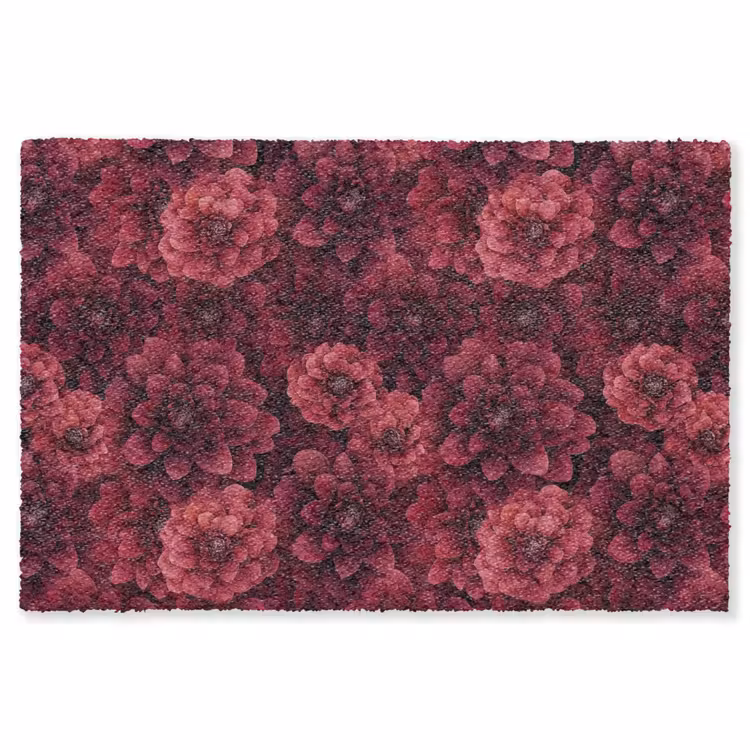 Dahlias - Bloemen - Rood Vloerkleed Rechthoek klein 1091 -3d