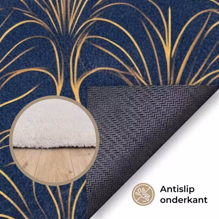 Deco - Waaier - Blauw Vloerkleed Rechthoek klein 1091 -uniquesellingpoint_antislip_NL_DE