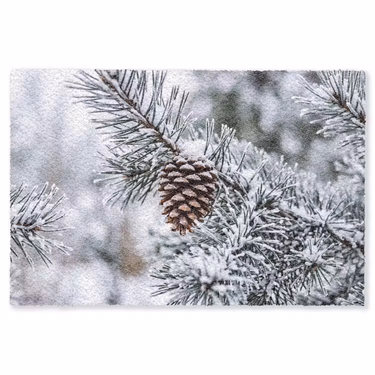 Dennenappel - Tak - Sneeuw - Winter - Sfeervol Vloerkleed Rechthoek klein -3d