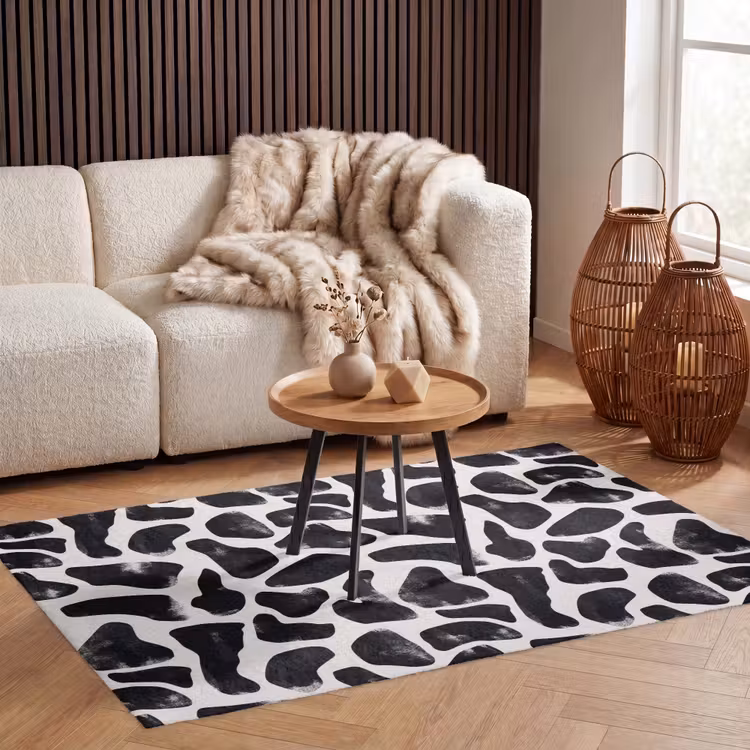 Dierenpatroon - Vlekken - Zwart - Wit Vloerkleed Rechthoek klein 1091 -atmosphere_sfeer2_global