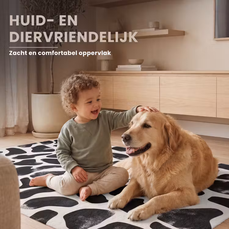 Dierenpatroon - Vlekken - Zwart - Wit Vloerkleed Rechthoek klein 1091 -uniquesellingpoint_USP_zachtNL_DE
