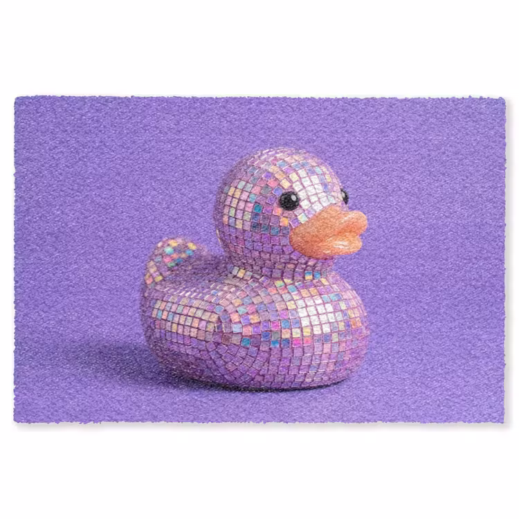 Disco - Eend - Paars Vloerkleed Rechthoek klein -3d