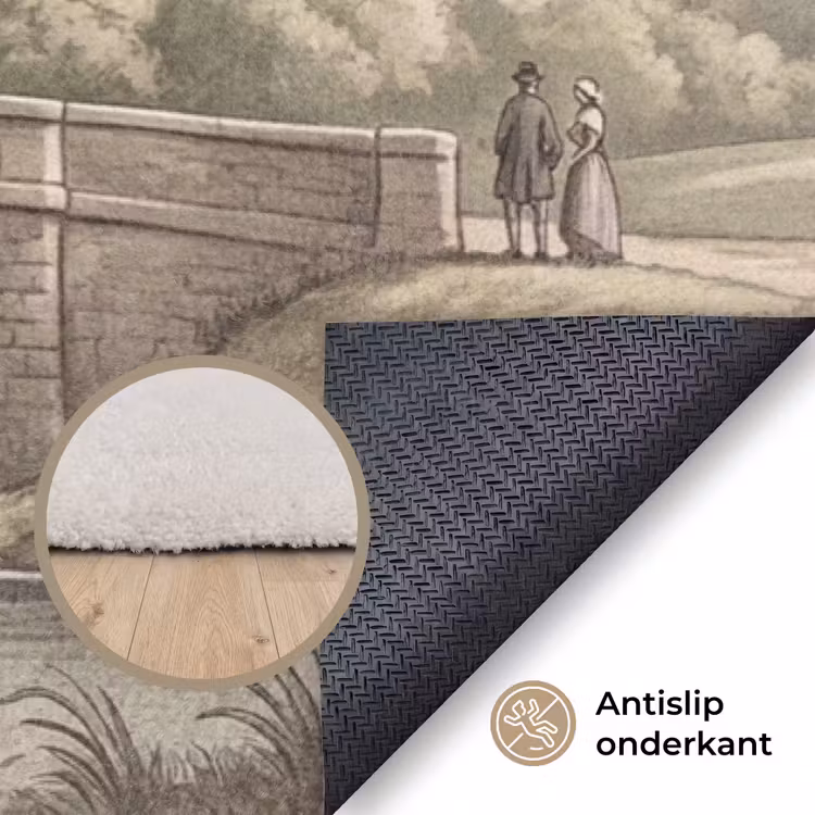 Dorp - Brug - Uitzicht - Groen Vloerkleed Rechthoek klein -uniquesellingpoint_antislip_NL_DE