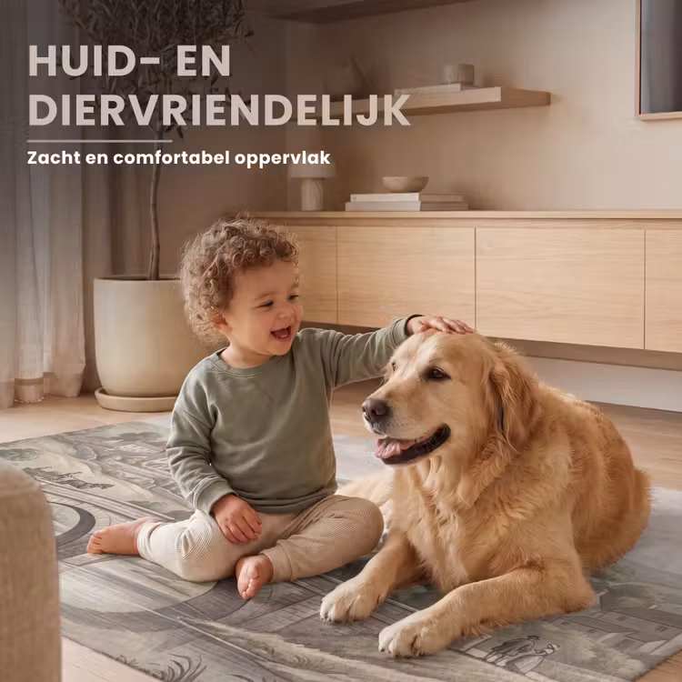 Dorp - Brug - Uitzicht - Groen Vloerkleed Rechthoek klein -uniquesellingpoint_zacht_NL