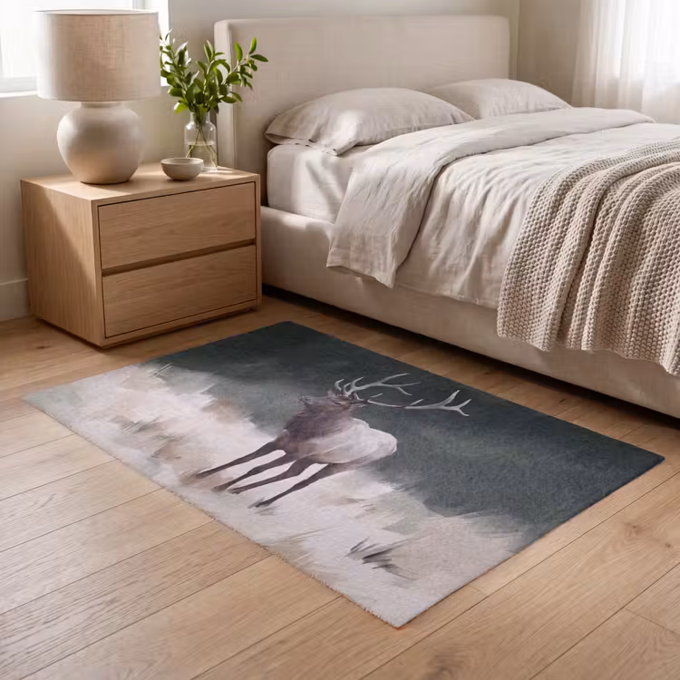 Edelhert - Gewei - Schildering - Rustiek Vloerkleed Rechthoek klein -atmosphere_sfeer3_global