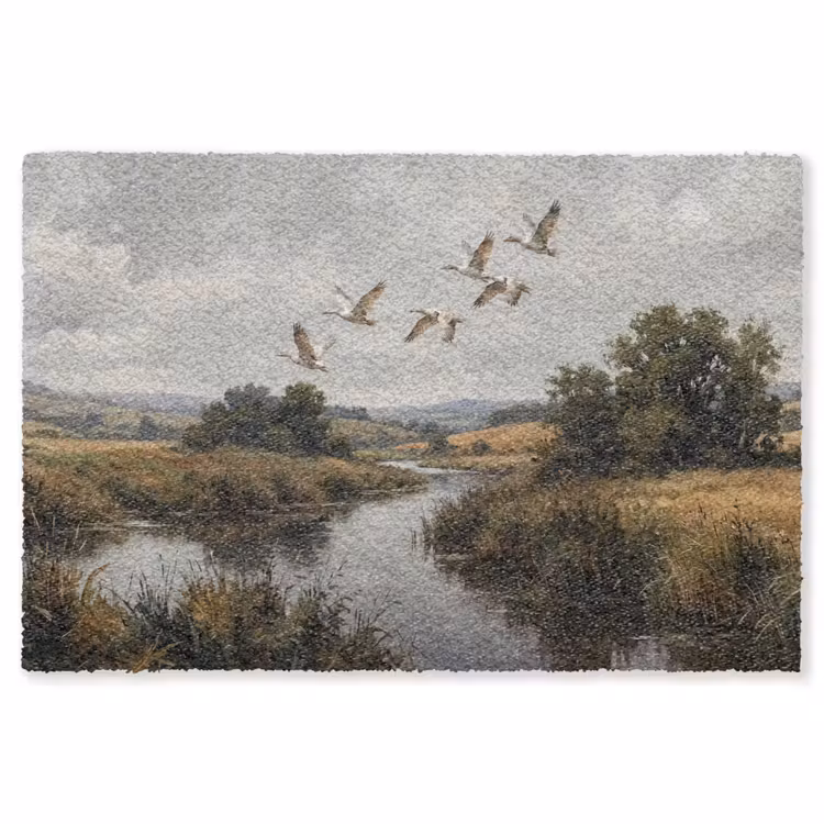 Eenden - Rivier - Landschap - Vlucht - Nostalgisch Vloerkleed Rechthoek klein -3d