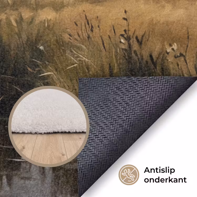 Eenden - Rivier - Landschap - Vlucht - Nostalgisch Vloerkleed Rechthoek klein -uniquesellingpoint_antislip_NL