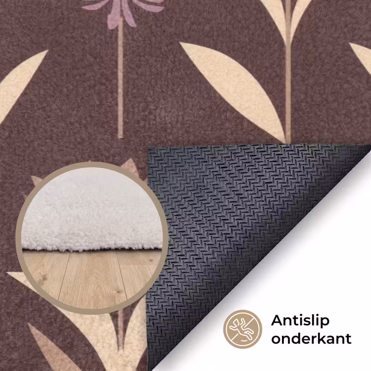 Elegant - Retro - Bruin Vloerkleed Rechthoek klein 1091 -uniquesellingpoint_antislip_NL_DE
