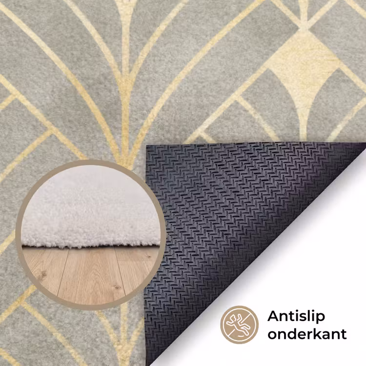 Elegant - Symbool - Goud - Grijsgroen Vloerkleed Rechthoek klein 1091 -uniquesellingpoint_antislip_NL_DE