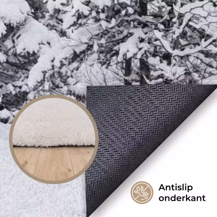 Fijnsparren - Sneeuw - Winter - Landschap - Stilte Vloerkleed Rechthoek klein -uniquesellingpoint_antislip_NL_DE