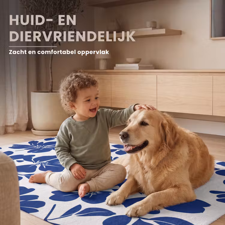 Floraal - Modern - Blauw Vloerkleed Rechthoek klein 1091 -uniquesellingpoint_zacht_NL