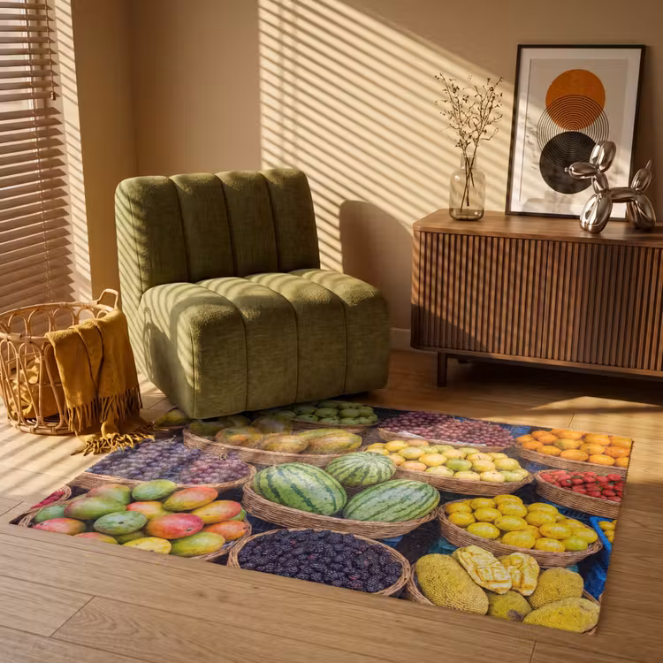 Vloerkleed - Fruit - Markt - Kleurrijk - Fruit - Markt - Kleurrijk Vloerkleed Rechthoek klein